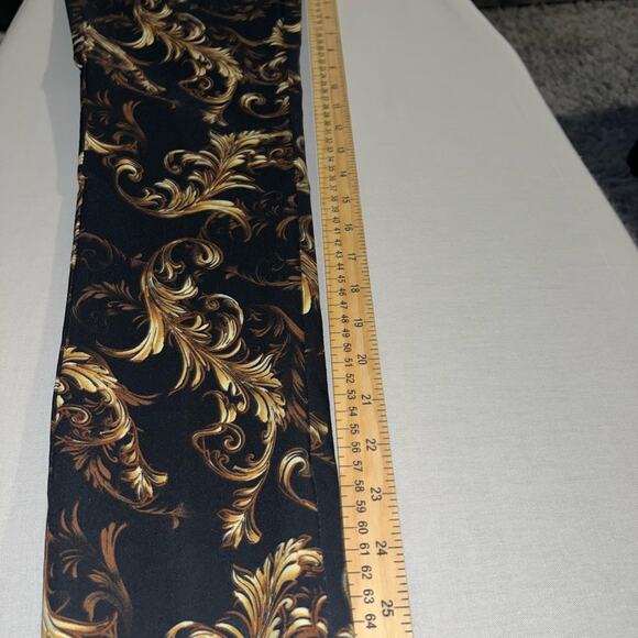 VERSACE INSPIRED TRUTH BY REPUBLICAN ANKLE PANT PAISLEY PRINT BLK AND GOLD SZ XS - Picture 6 of 12